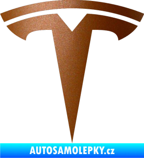 Samolepka Tesla - znak měděná metalíza