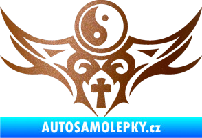 Samolepka Tetování 115 Jin a jang měděná metalíza