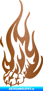 Samolepka Tlapa v plamenech levá měděná metalíza