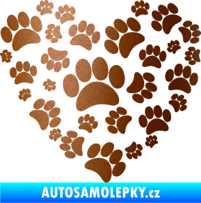 Samolepka Tlapky love 003 měděná metalíza