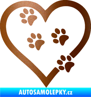 Samolepka Tlapky love 006 levá měděná metalíza