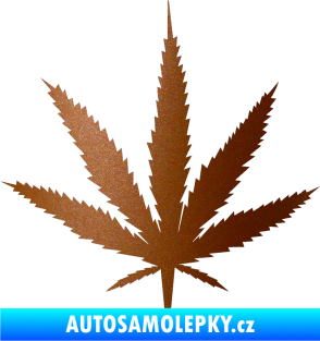 Samolepka Travka 001 lístek marihuany měděná metalíza
