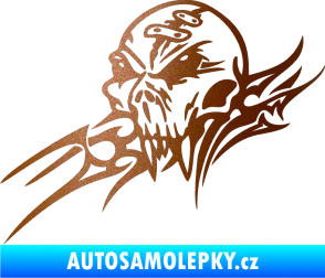 Samolepka Tribal skull levá lebka měděná metalíza