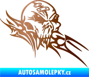 Samolepka Tribal skull pravá lebka měděná metalíza