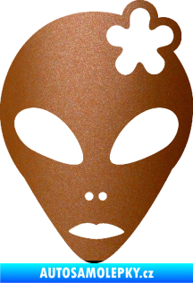 Samolepka UFO 009 slečna s kytičkou pravá měděná metalíza