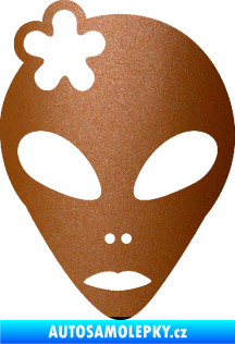 Samolepka UFO 009 slečna s kytičkou levá měděná metalíza