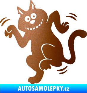 Samolepka Veselá kočka levá měděná metalíza