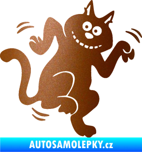 Samolepka Veselá kočka pravá měděná metalíza