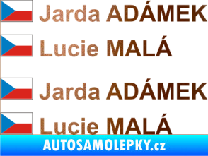 Samolepka Vlajka ČR se jménem měděná metalíza
