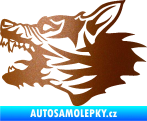 Samolepka Vlk 003 levá měděná metalíza