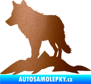 Samolepka Vlk 031 levá hory měděná metalíza
