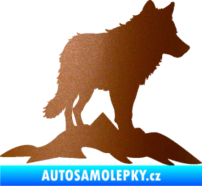 Samolepka Vlk 031 pravá hory měděná metalíza