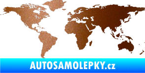 Samolepka World mapa světa měděná metalíza