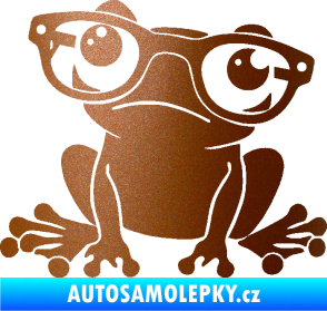 Samolepka Žába 011 levá kouká s brýlemi měděná metalíza