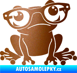 Samolepka Žába 011 pravá kouká s brýlemi měděná metalíza