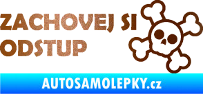 Samolepka Zachovej si odstup nápis měděná metalíza