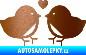 Samolepka Zamilovaní ptáčci 001 se srdíčkem měděná metalíza