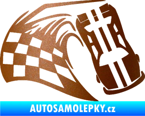 Samolepka Závodní auto 005 pravá měděná metalíza