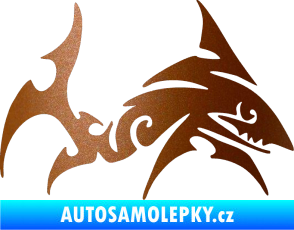 Samolepka Žralok 002 pravá měděná metalíza