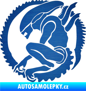 Samolepka Alien 001 levá škrábaný kov modrý