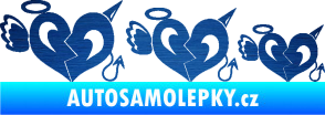 Samolepka Angel devil family 002 rodinka v autě škrábaný kov modrý