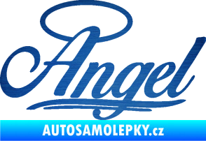 Samolepka Angel nápis škrábaný kov modrý