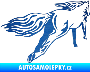 Samolepka Animal flames 009 pravá kůň škrábaný kov modrý