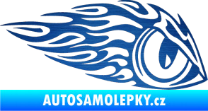 Samolepka Animal flames 016 pravá zvířecí oko škrábaný kov modrý