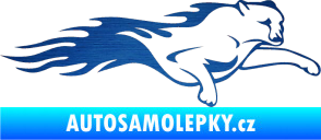 Samolepka Animal flames 018 pravá panter škrábaný kov modrý