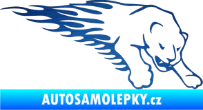 Samolepka Animal flames 020 pravá puma škrábaný kov modrý