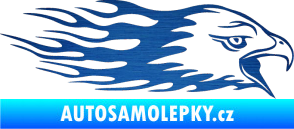 Samolepka Animal flames 023 pravá orel škrábaný kov modrý