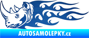 Samolepka Animal flames 025 levá nosorožec škrábaný kov modrý