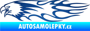 Samolepka Animal flames 026 levá orel škrábaný kov modrý