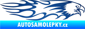 Samolepka Animal flames 026 pravá orel škrábaný kov modrý