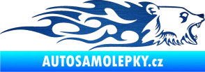 Samolepka Animal flames 027 pravá medvěd škrábaný kov modrý