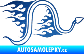 Samolepka Animal flames 040 pravá had škrábaný kov modrý