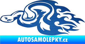 Samolepka Animal flames 042 levá had škrábaný kov modrý