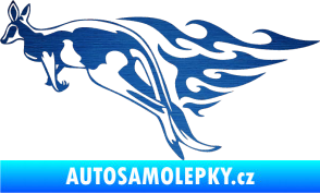 Samolepka Animal flames 044 levá klokan škrábaný kov modrý