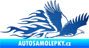 Samolepka Animal flames 053 pravá orel škrábaný kov modrý
