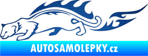 Samolepka Animal flames 056 levá puma škrábaný kov modrý