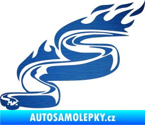 Samolepka Animal flames 064 levá had škrábaný kov modrý