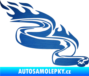 Samolepka Animal flames 064 pravá had škrábaný kov modrý