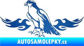 Samolepka Animal flames 069 levá orel škrábaný kov modrý