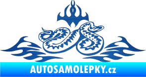 Samolepka Animal flames 070 pravá zmije škrábaný kov modrý