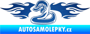 Samolepka Animal flames 072 levá had škrábaný kov modrý