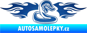 Samolepka Animal flames 072 pravá had škrábaný kov modrý