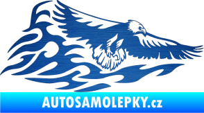 Samolepka Animal flames 075 pravá orel škrábaný kov modrý