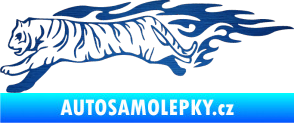 Samolepka Animal flames 079 levá tygr škrábaný kov modrý