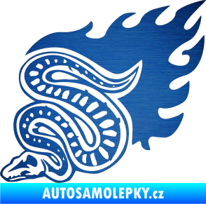 Samolepka Animal flames 086 levá had škrábaný kov modrý