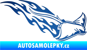 Samolepka Animal flames 093 pravá rejnok škrábaný kov modrý
